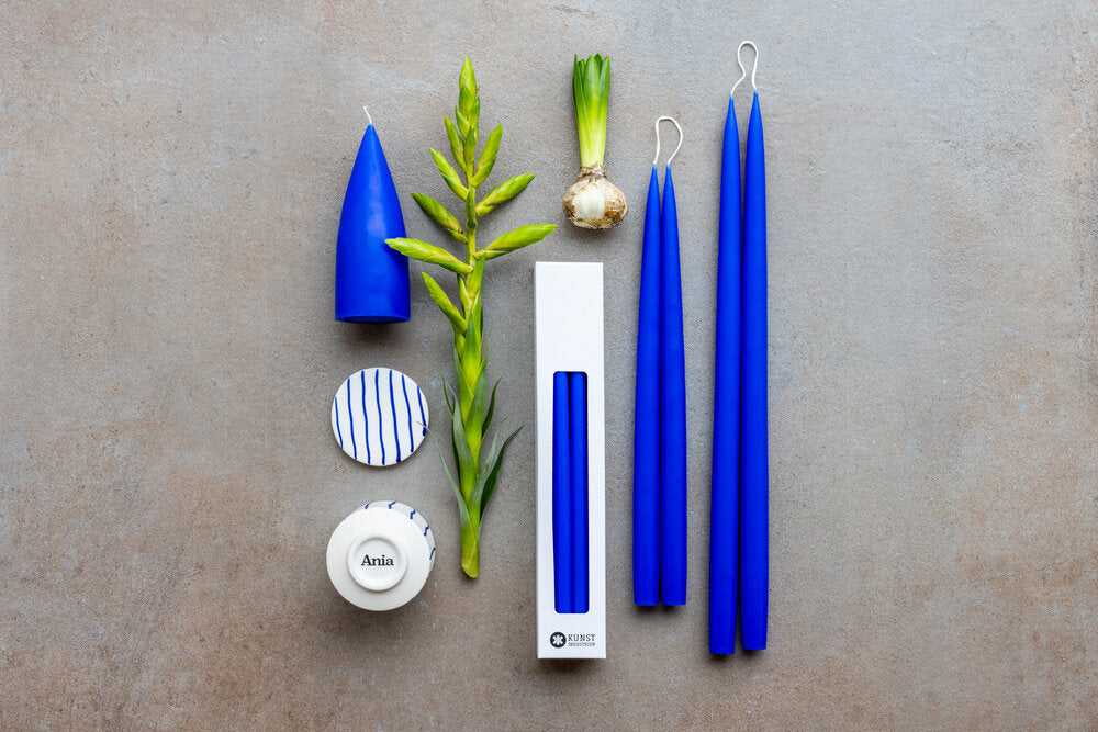 Dyppede stagelys, Koboltblå - 4 stk.